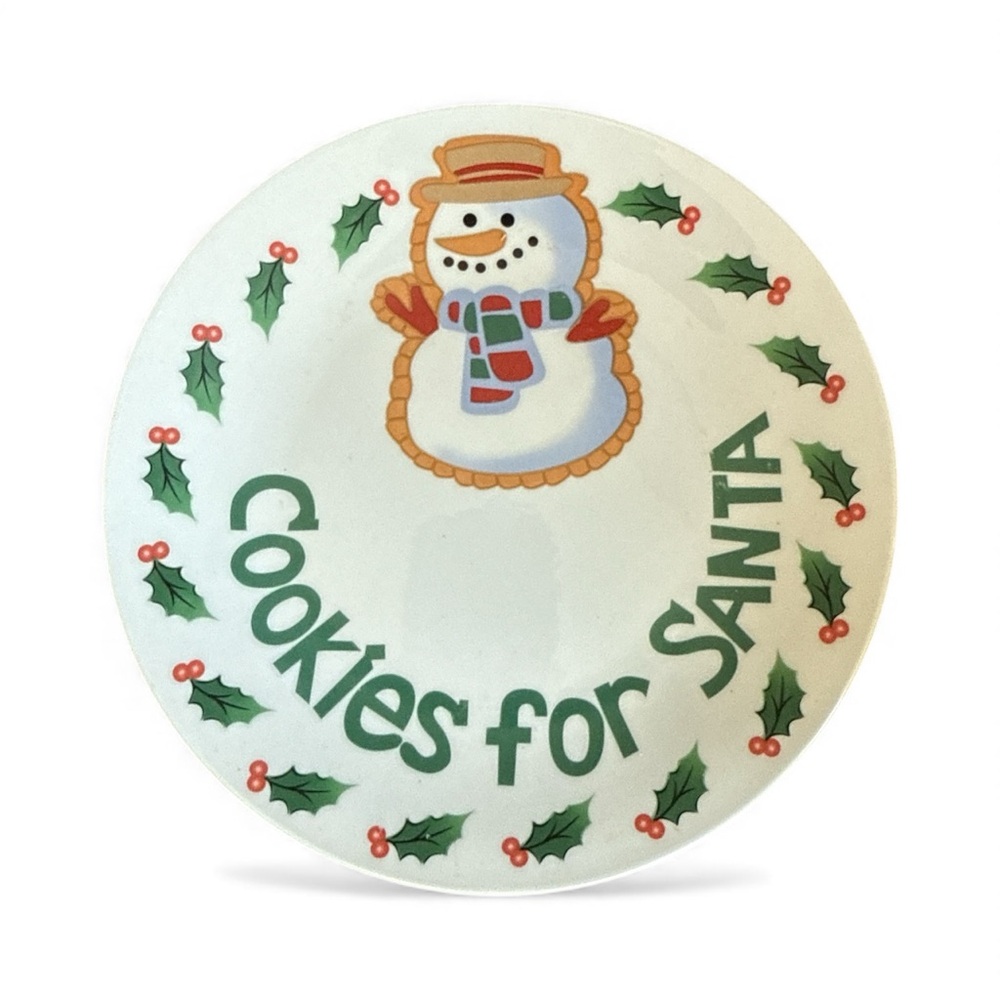 Festive Snowman “Cookies for Santa” Plate